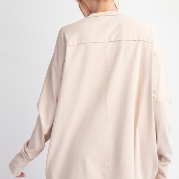 New Easel Women's Long Sleeve Top Shirt Tan Heart Sweatshirt Patches Boho NWT - Picture 2 of 8